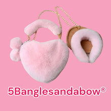 Load image into Gallery viewer, Plush Heart Headband Handbag Set