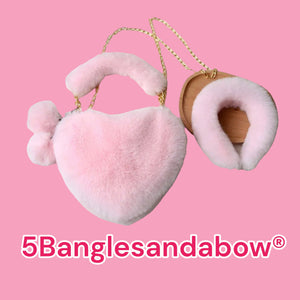 Plush Heart Headband Handbag Set