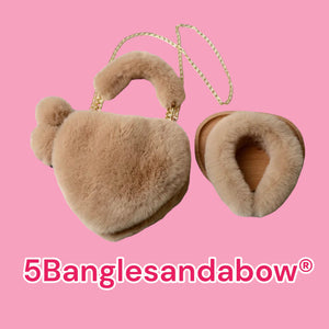 Plush Heart Headband Handbag Set