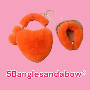 Plush Heart Headband Handbag Set