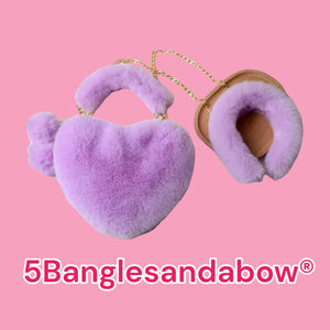 Plush Heart Headband Handbag Set