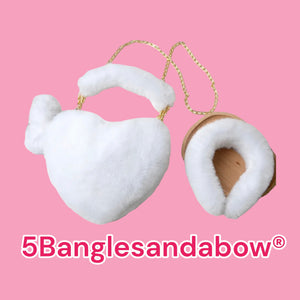 Plush Heart Headband Handbag Set