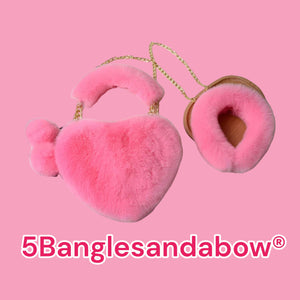 Plush Heart Headband Handbag Set