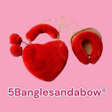 Load image into Gallery viewer, Plush Heart Headband Handbag Set