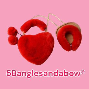 Plush Heart Headband Handbag Set