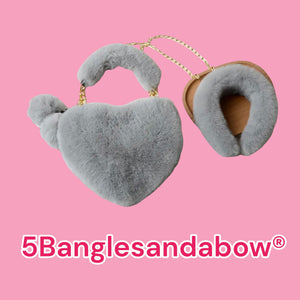 Plush Heart Headband Handbag Set