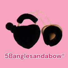 Load image into Gallery viewer, Plush Heart Headband Handbag Set