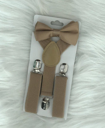 Unisex Baby - Pre K suspenders by 5Banglesabdabow® khaki