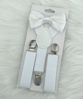 Unisex Baby - Pre K suspenders by 5Banglesabdabow® White