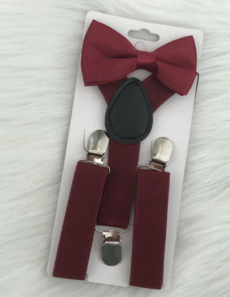 Unisex Baby - Pre K suspenders by 5Banglesabdabow® Burgundy