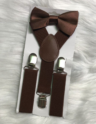 Unisex Baby - Pre K suspenders by 5Banglesabdabow® Brown