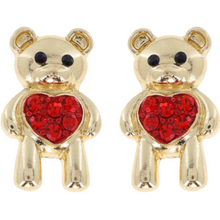 Load image into Gallery viewer, Teddy Bear Heart Earrings