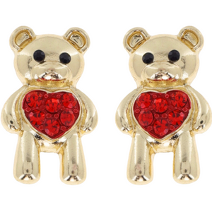 Teddy Bear Heart Earrings