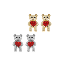 Load image into Gallery viewer, Teddy Bear Heart Earrings